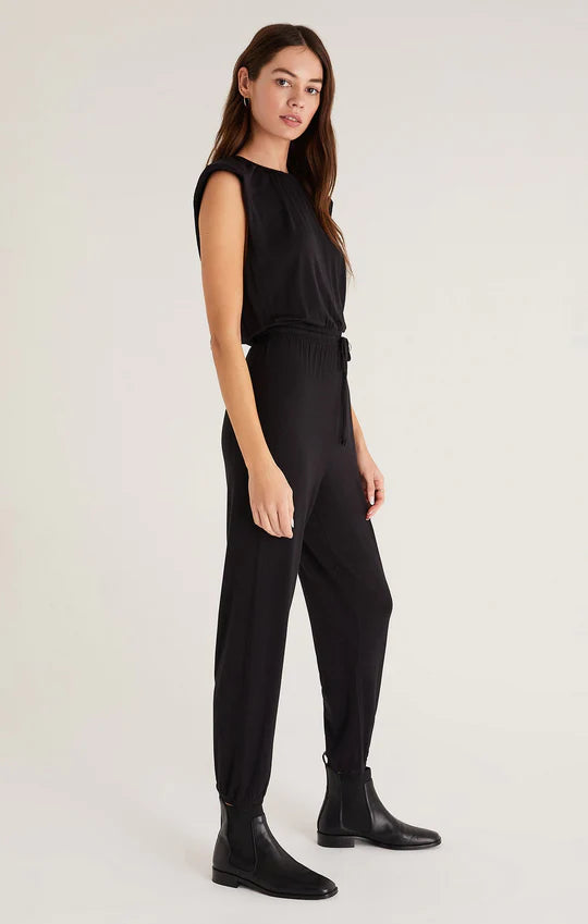 Z Supply Lucianna Padded Shoulder Jumpsuit - Black