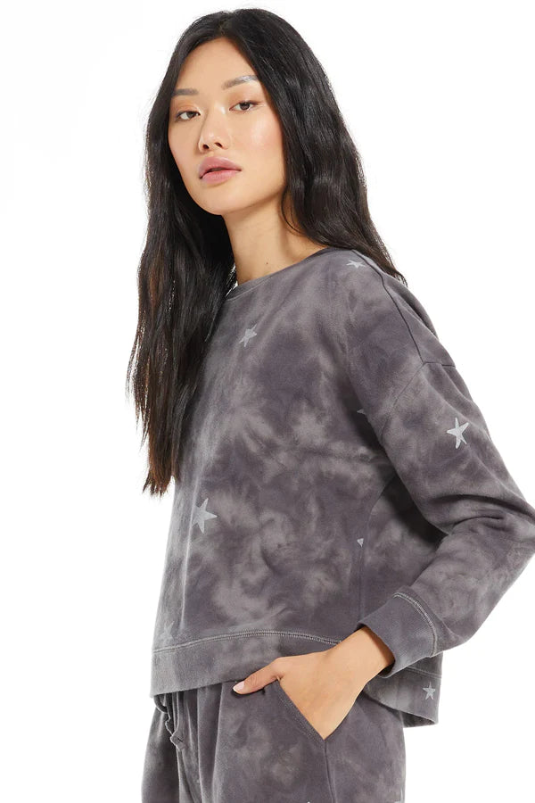 Z Supply Cloud Star Sweatshirt Washed Black