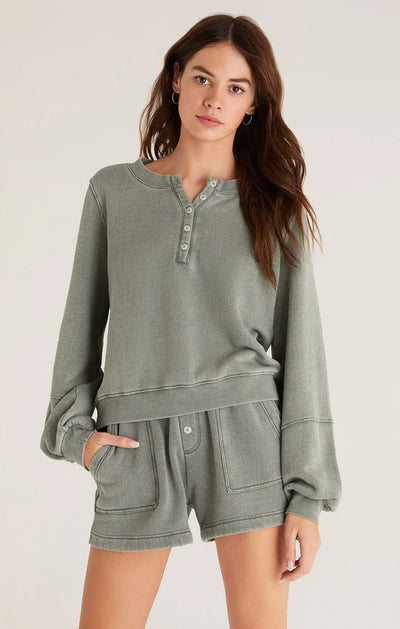 Z Supply Beverly L/S Henley - Sage Green