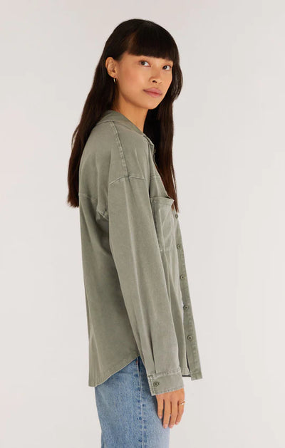 Z Supply Niccola Button Up Top - Sage Green