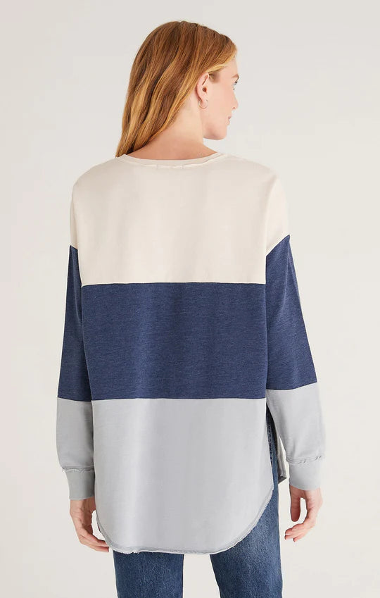Z Supply Colour Block V-neck Weekender - Beige/Navy