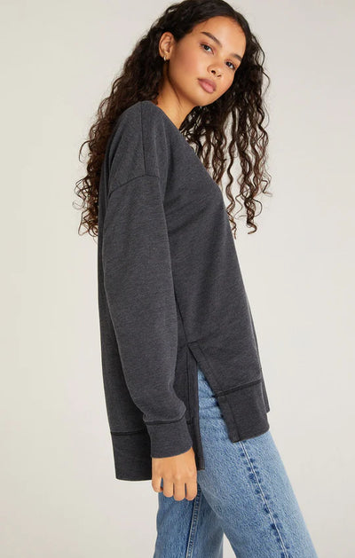Z Supply Modern Weekender V-Neck Sweater - Charcoal Black
