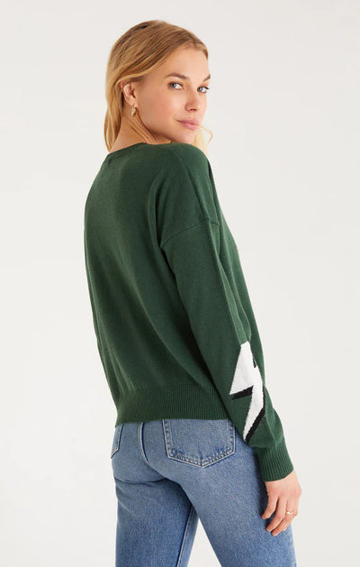 Z Supply Larisa Lightning Bolt Sweater - Forest Green