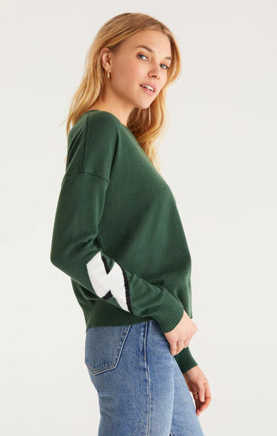 Z Supply Larisa Lightning Bolt Sweater - Forest Green