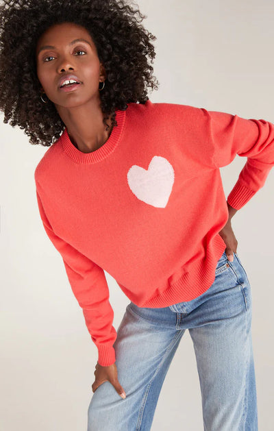 Z Supply Heart You Sweater - Firecracker