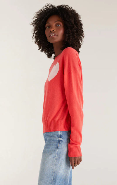 Z Supply Heart You Sweater - Firecracker