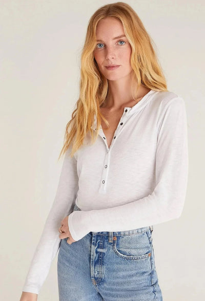 Z Supply Liya Long Sleeve Slub Tee - White