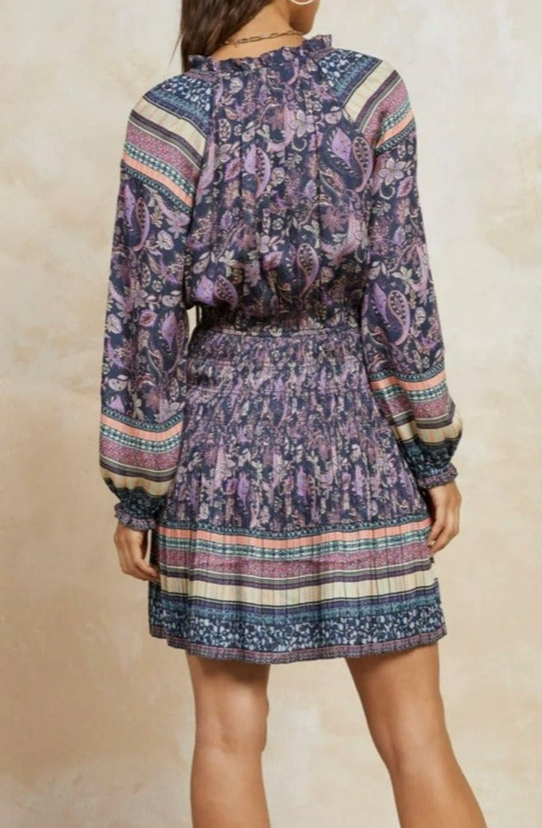 Current Air Boho Print Dress -Purple