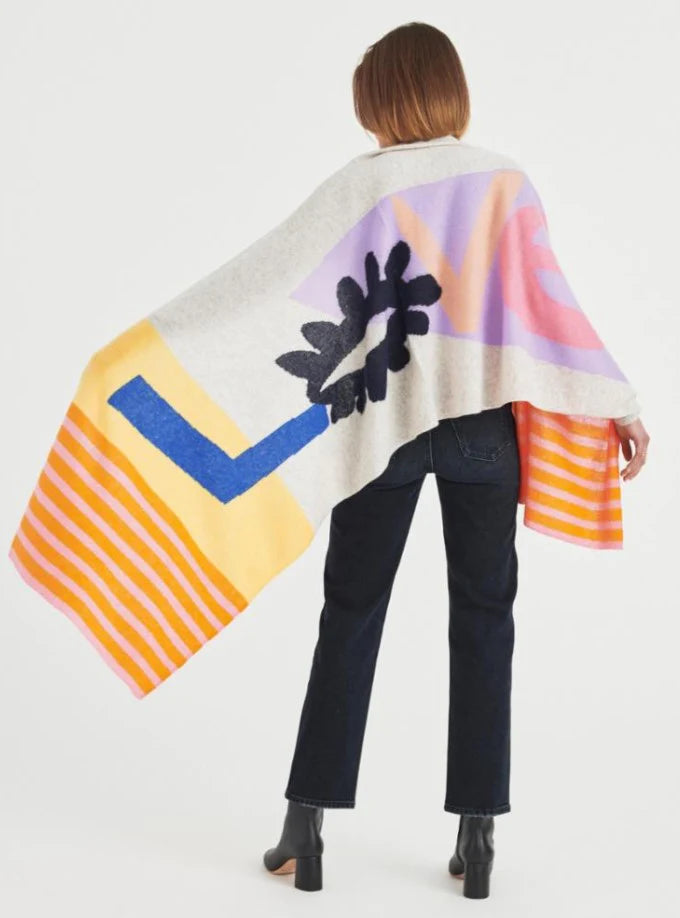 White + Warren Cashmere Jacky Blue Love Scarf - Multicolour