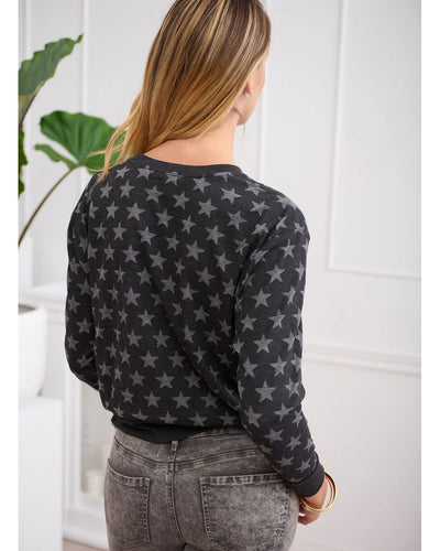 CHRLDR Burnout Stars L/S Tee-Black