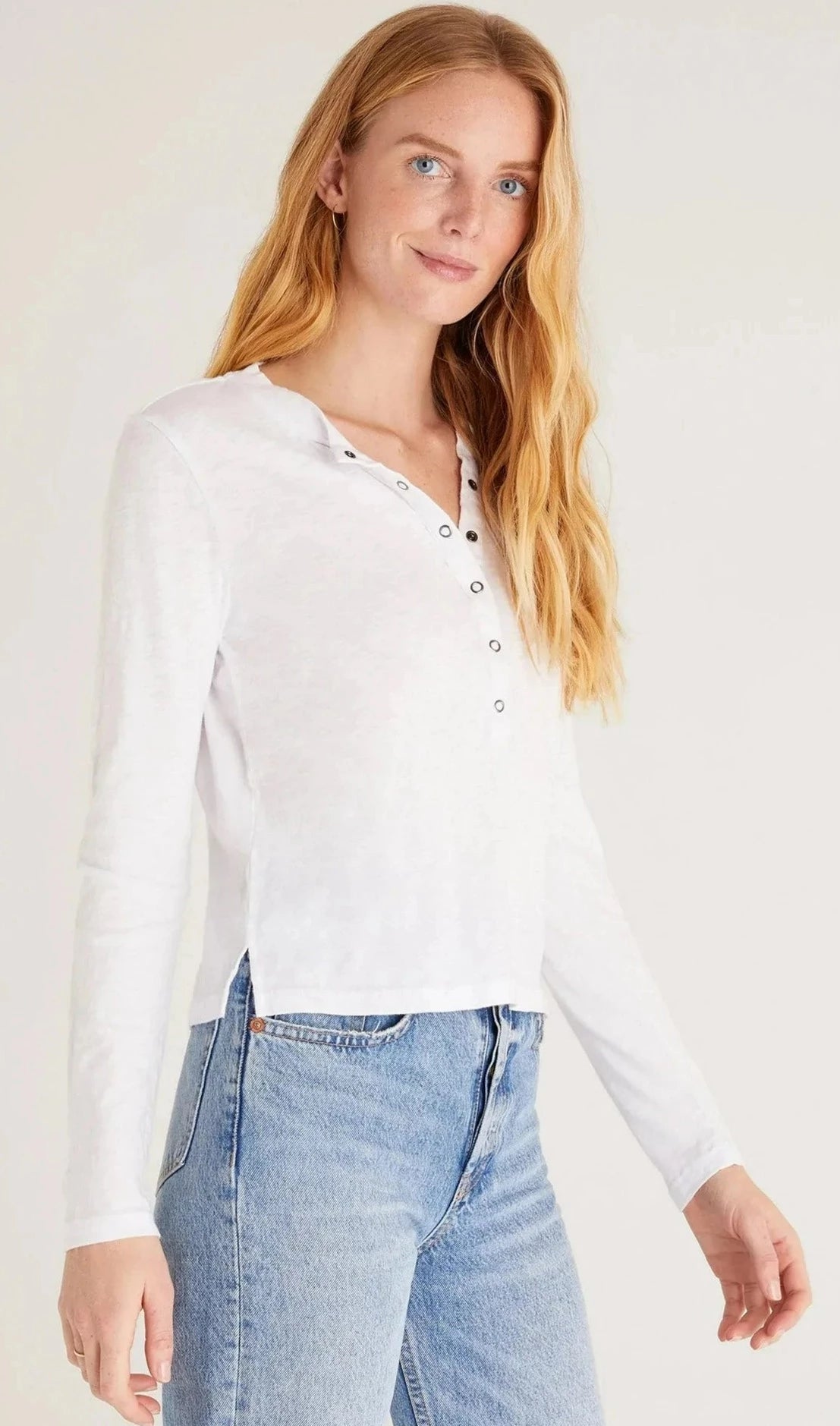 Z Supply Liya Long Sleeve Slub Tee - White