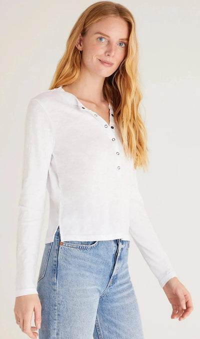 Z Supply Liya Long Sleeve Slub Tee - White
