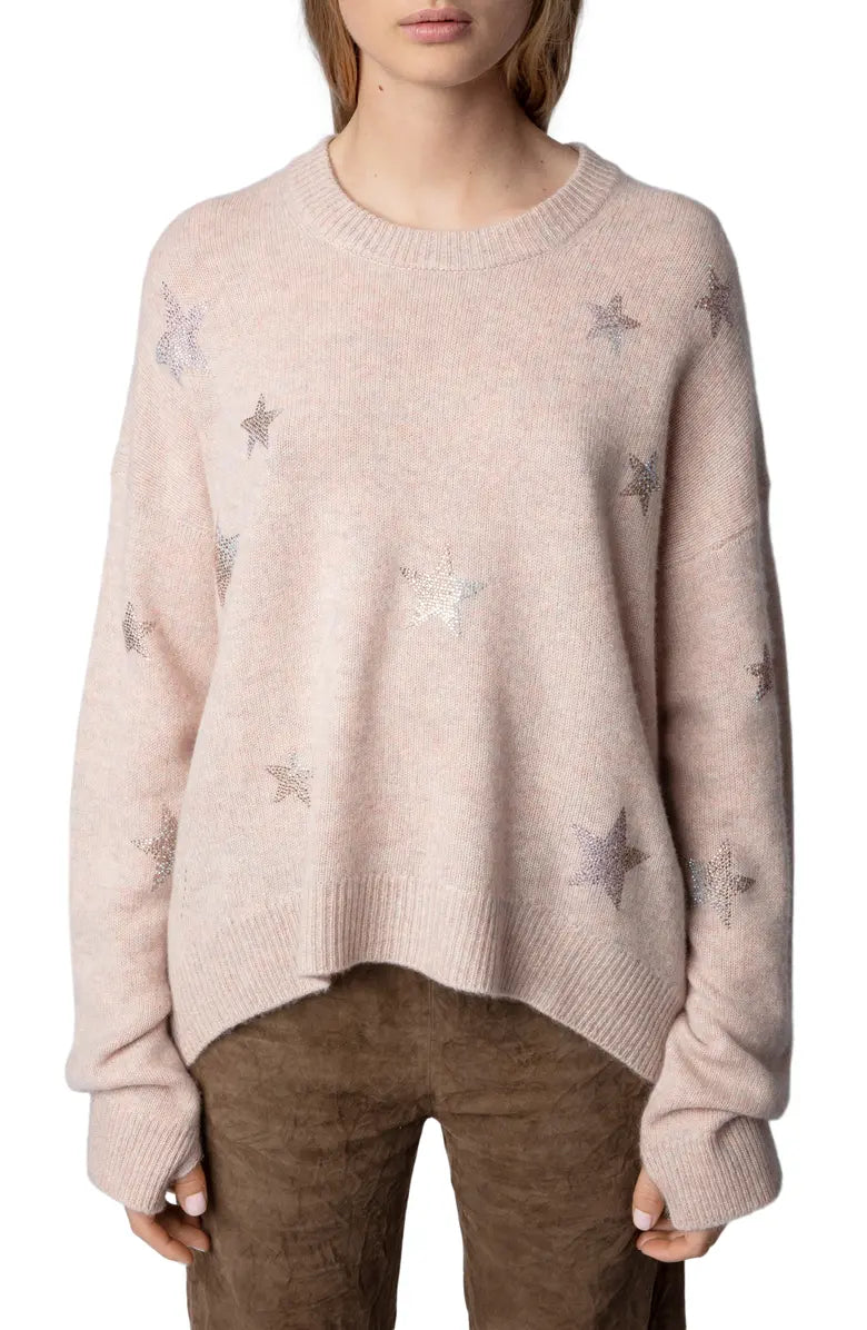 Zadig Voltaire Cashmere Star Embellished Sweater Blush Shop