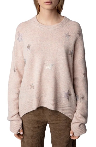 Zadig & Voltaire Cashmere Star Embellished Sweater - Blush