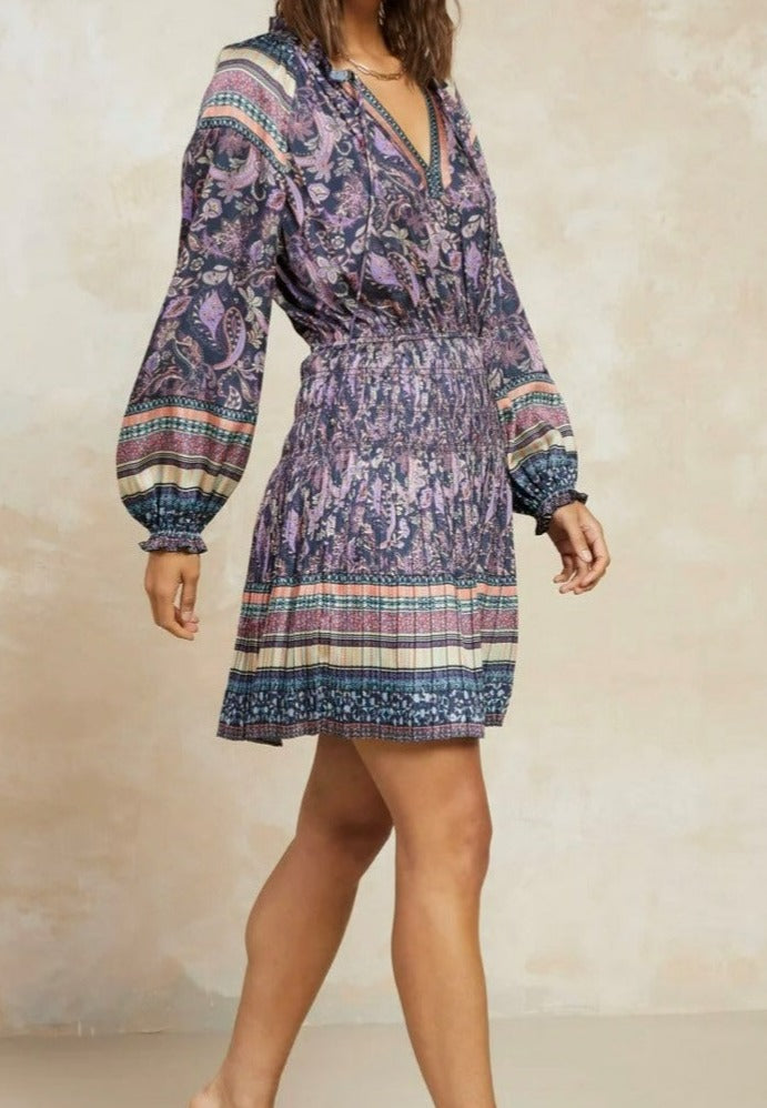 Current Air Boho Print Dress -Purple