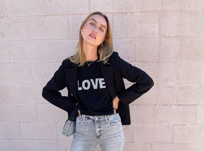 The Pink Door Love Sparkle Tee Black
