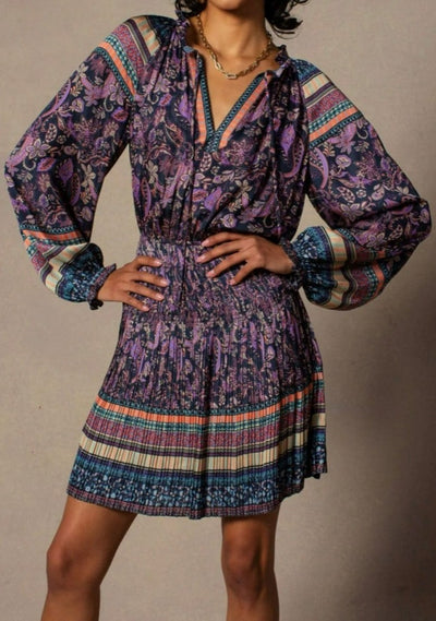 Current Air Boho Print Dress -Purple