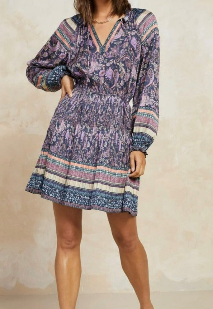 Current Air Boho Print Dress -Purple