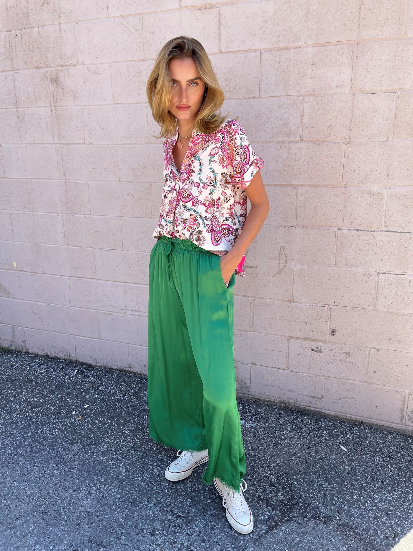 The Pink Door Paisley Pink Print Top