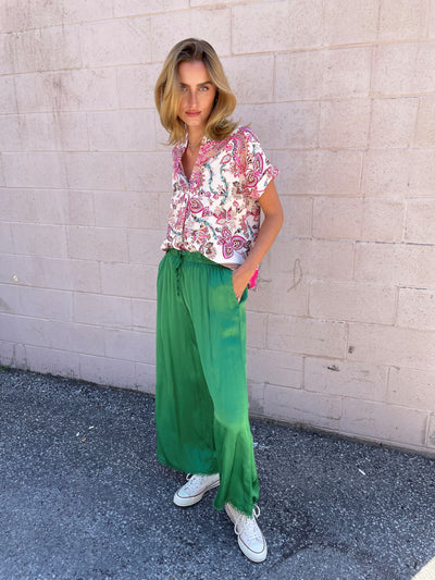 The Pink Door Paisley Pink Print Top