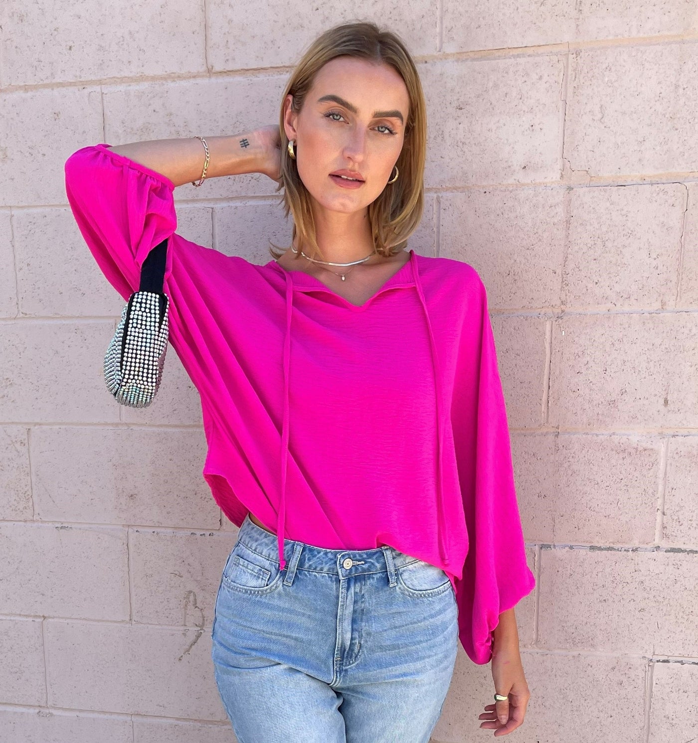 The Pink Door Oversized Pink Blouse