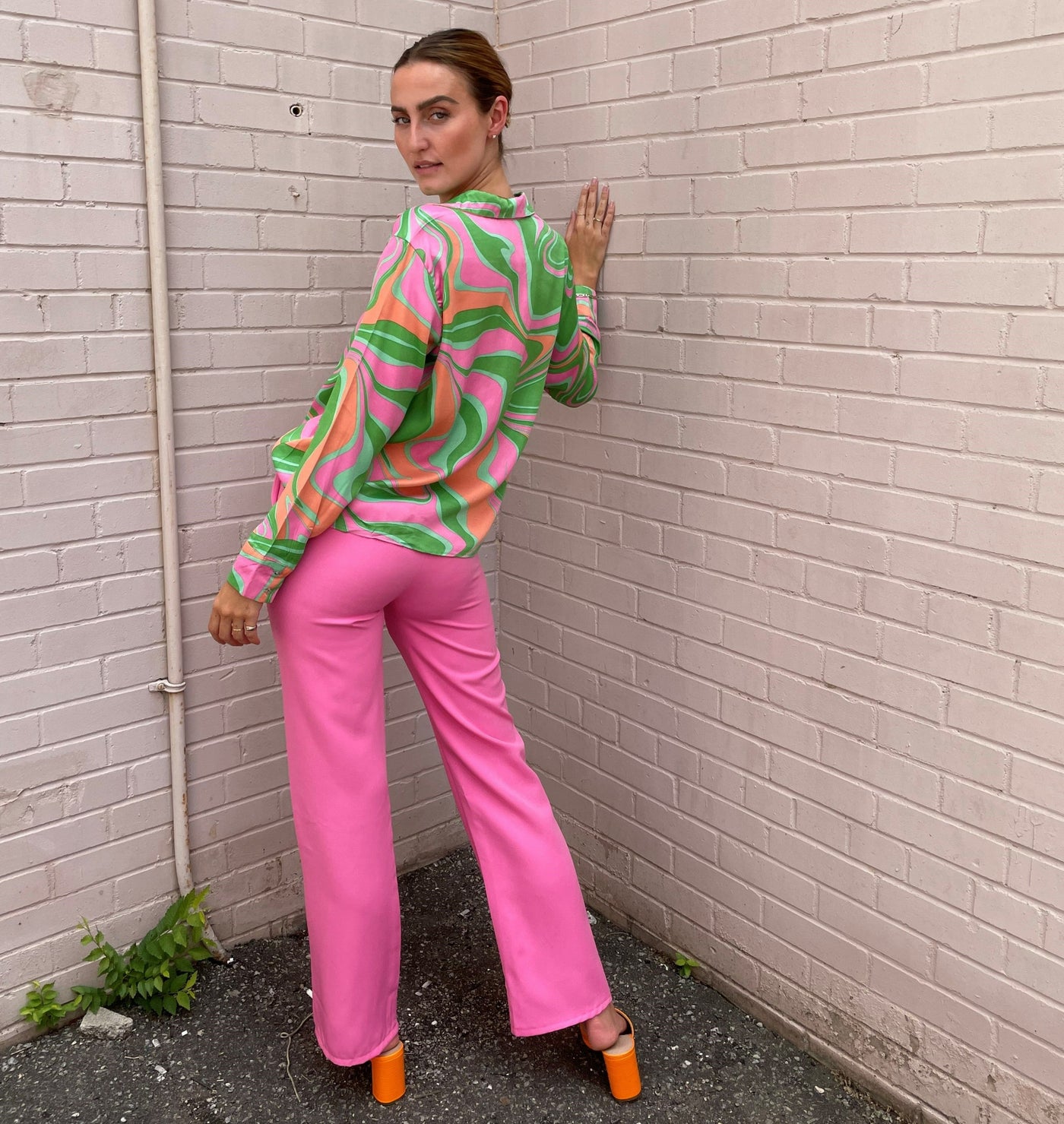 The Pink Door Retro Pink-Green Shirt