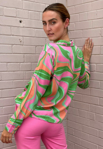 The Pink Door Retro Pink-Green Shirt
