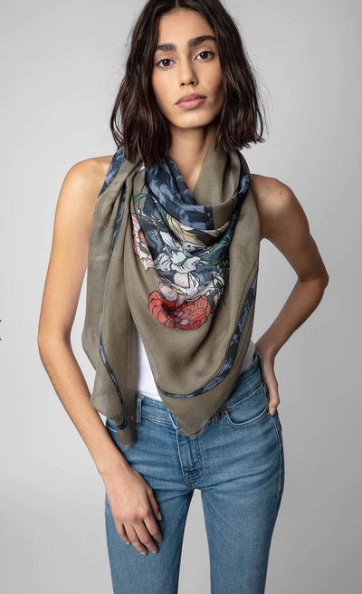 Zadig & Voltaire Kerry Flower Modal Scarf - Olive