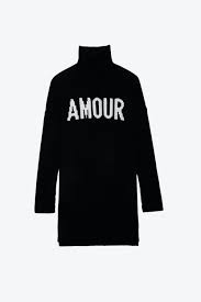 Zadig & Voltaire Amour Black Knit Turtleneck Dress