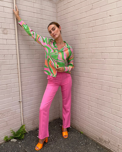 The Pink Door Retro Pink-Green Shirt