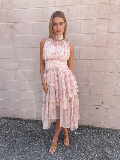 INA Soft Pink Print Chiffon Dress