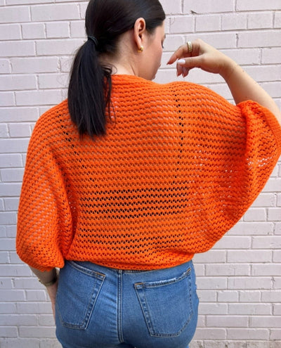 The Pink Door Crochet Sweater - Orange