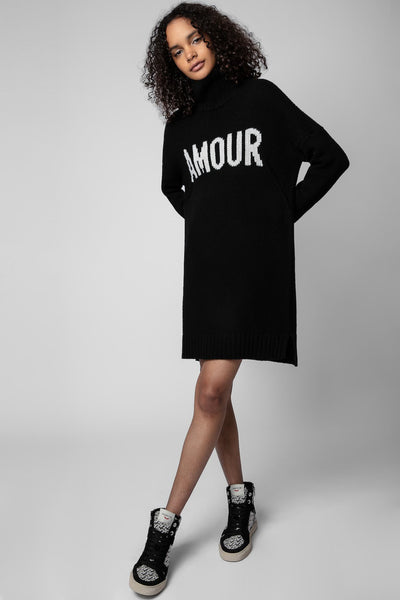 Zadig & Voltaire Amour Black Knit Turtleneck Dress