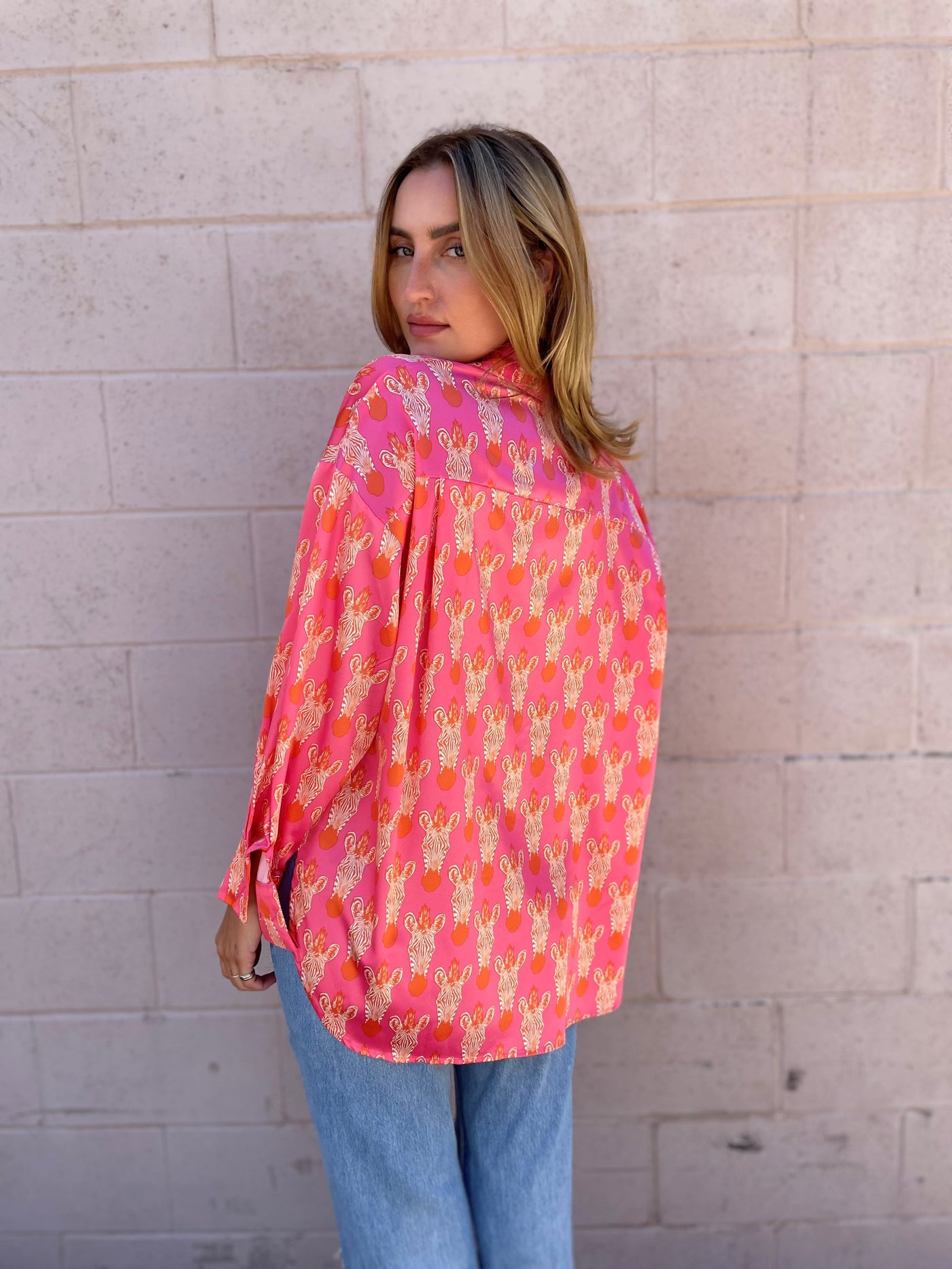 The Pink Door Zebra Shirt - Pink