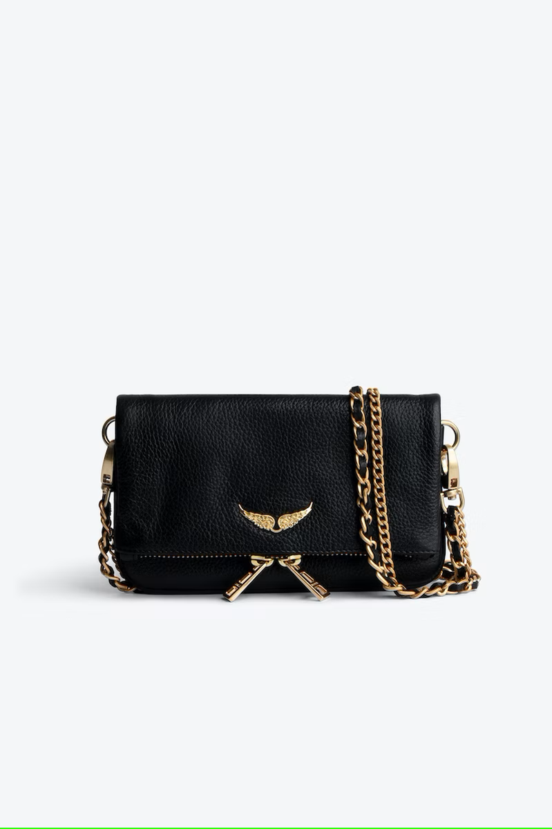 Zadig & Voltaire Rock Nano Grained Leather Bag - Noir Gold