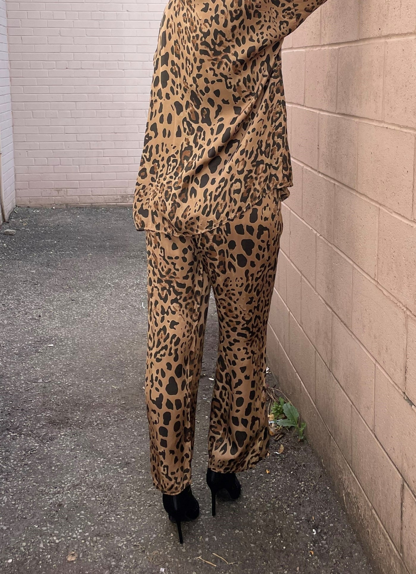 The Pink Door Mocha Leopard Silky Pants