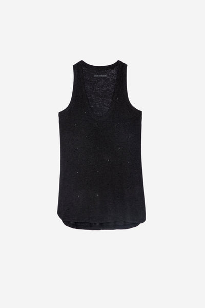 Zadig & Voltaire Sammy Ao Dots Strass Tank -  Black