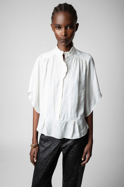 Zadig & Voltaire Taro Flared Satin Blouse - Off-White