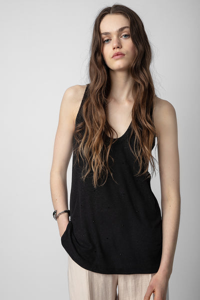 Zadig & Voltaire Sammy Ao Dots Strass Tank -  Black