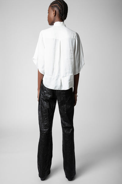 Zadig & Voltaire Taro Flared Satin Blouse - Off-White