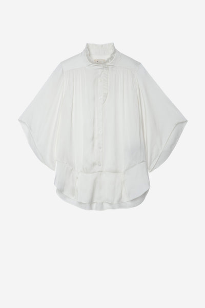 Zadig & Voltaire Taro Flared Satin Blouse - Off-White