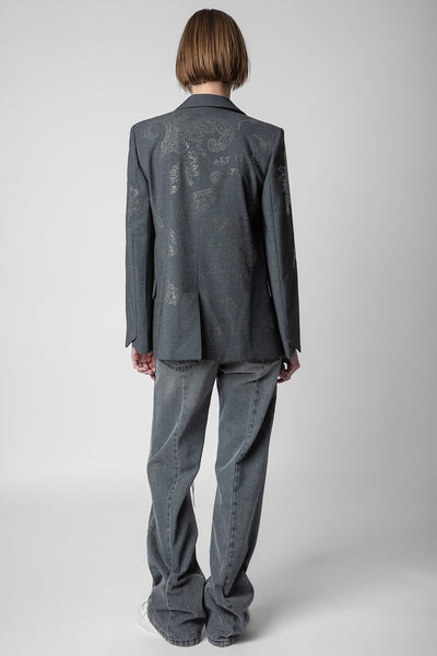 Zadig & Voltaire Venus Paisley Print Blazer - Gris Chine