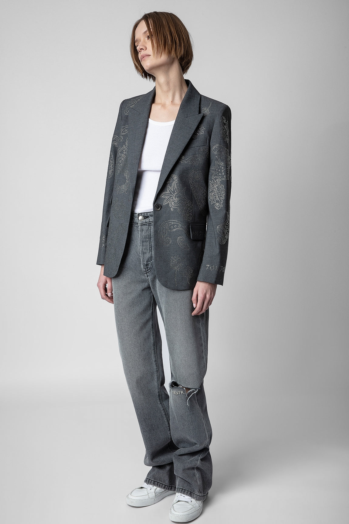 Zadig & Voltaire Venus Paisley Print Blazer - Gris Chine