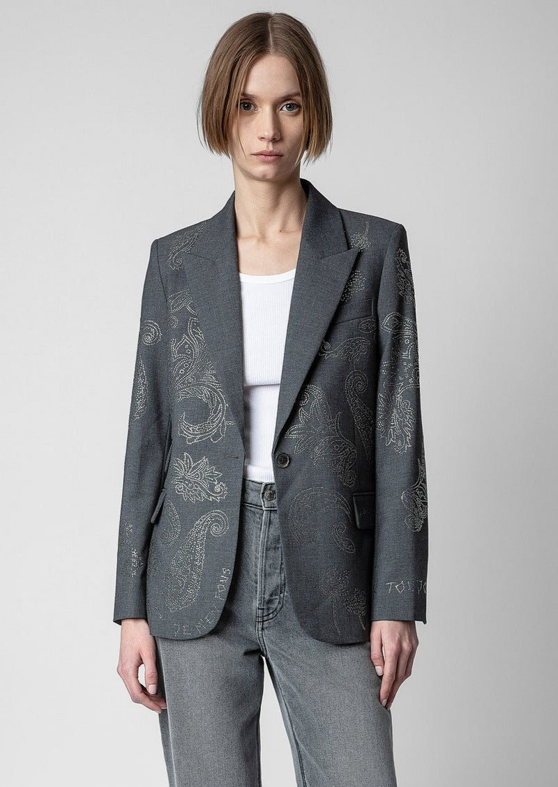 Zadig & Voltaire Venus Paisley Print Blazer - Gris Chine