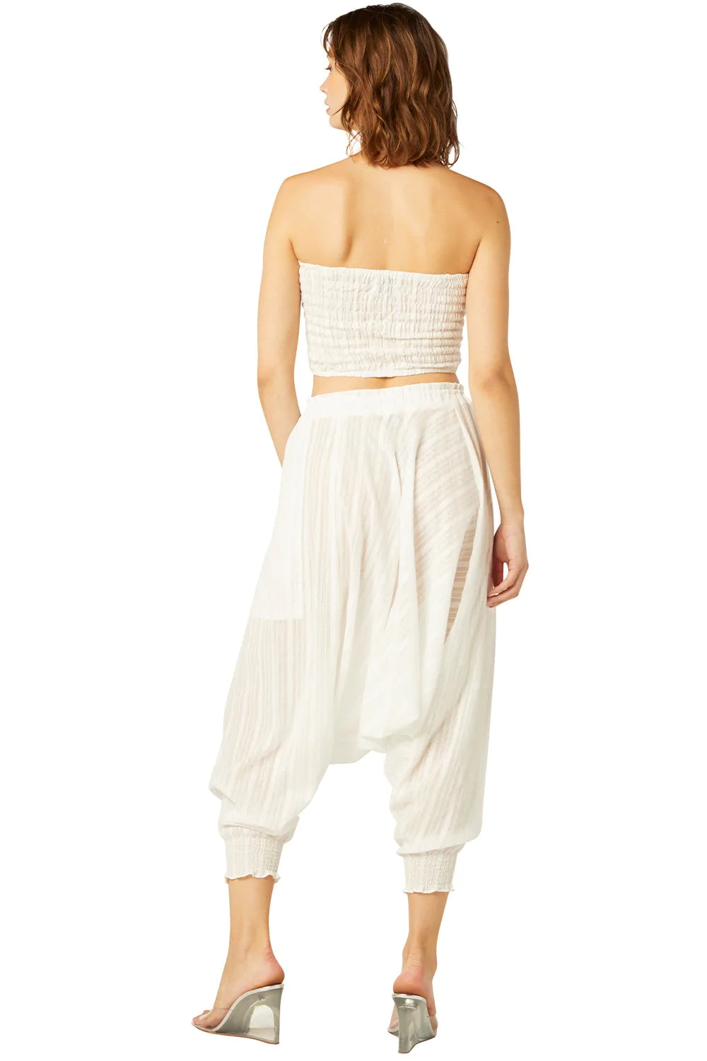 MISA Kavita Harem Pants w/ Silver Detail - White