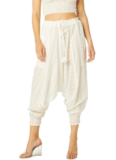MISA Kavita Harem Pants w/ Silver Detail - White