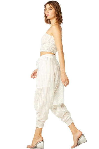 MISA Kavita Harem Pants w/ Silver Detail - White