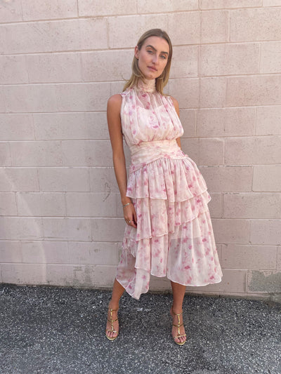INA Soft Pink Print Chiffon Dress
