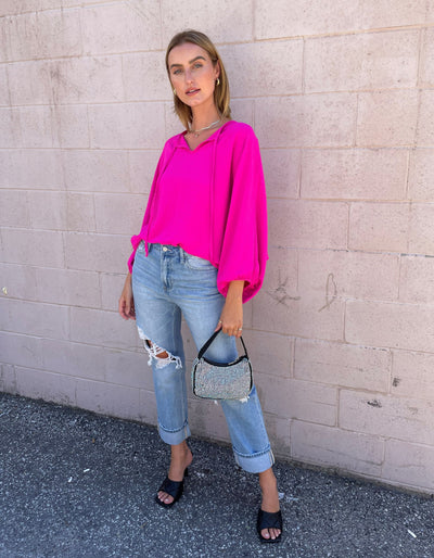 The Pink Door Oversized Pink Blouse