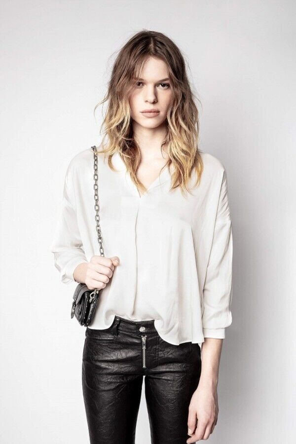 Zadig & Voltaire Tamy Ivory Satin Top